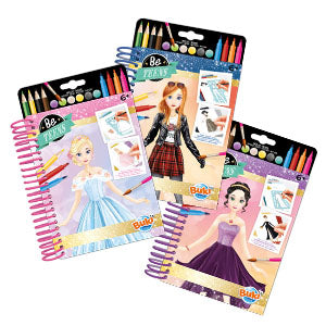 ビュキ フランス(Buki France) CM101 CM102 CM103 ファッションノートブック プリンセス 粘着布シート＆ステンシル付き ぬりえ・着せ替え・デザイン帳
