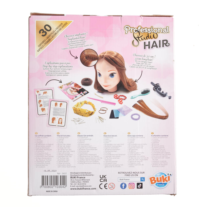 ビュキ フランス(Buki France) 5422 ヘアスタイリングヘッド プロフェッショナル スタジオ ヘア マネキン人形 髪遊び セット