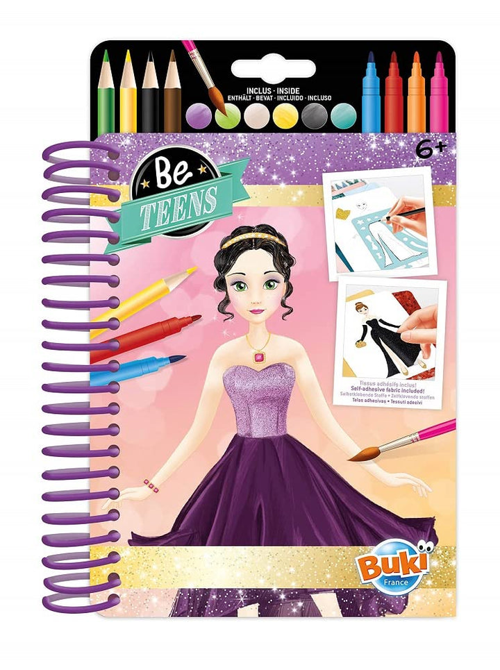 ビュキ フランス(Buki France) CM101 CM102 CM103 ファッションノートブック プリンセス 粘着布シート＆ステンシル付き ぬりえ・着せ替え・デザイン帳