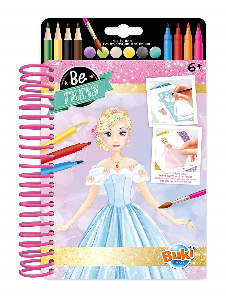 ビュキ フランス(Buki France) CM101 CM102 CM103 ファッションノートブック プリンセス 粘着布シート＆ステンシル付き ぬりえ・着せ替え・デザイン帳