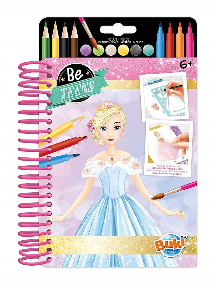 ビュキ フランス(Buki France) CM101 CM102 CM103 ファッションノートブック プリンセス 粘着布シート＆ステンシル付き ぬりえ・着せ替え・デザイン帳
