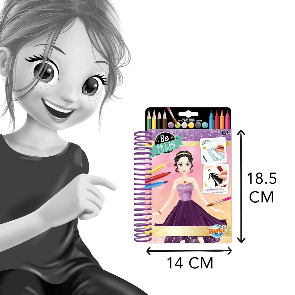 ビュキ フランス(Buki France) CM101 CM102 CM103 ファッションノートブック プリンセス 粘着布シート＆ステンシル付き ぬりえ・着せ替え・デザイン帳