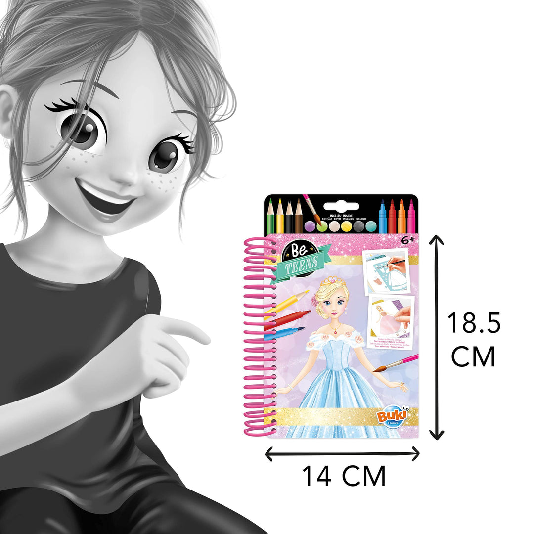 ビュキ フランス(Buki France) CM101 CM102 CM103 ファッションノートブック プリンセス 粘着布シート＆ステンシル付き ぬりえ・着せ替え・デザイン帳